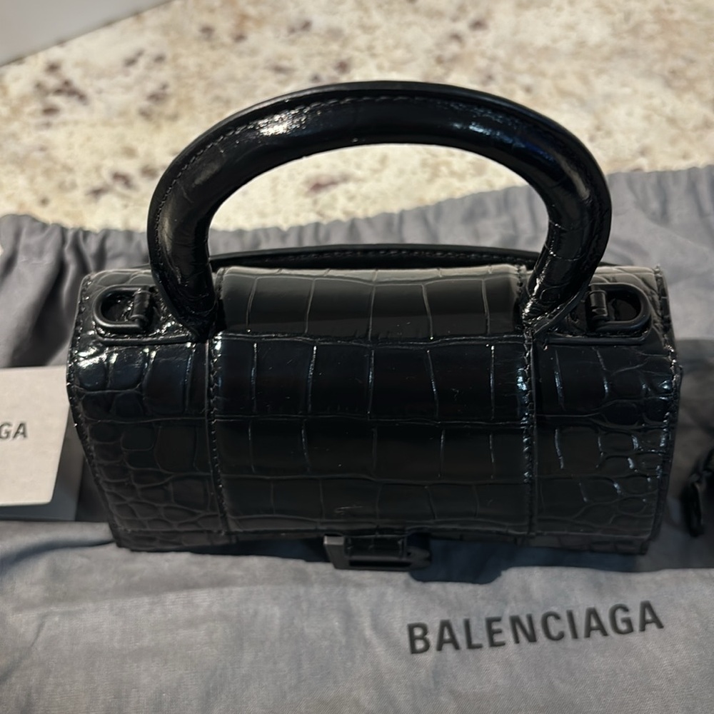 Balenciaga Hourglass XS Black Croc-Embossed Calfskin - Picture 8 of 14